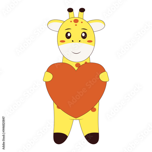 Cute Giraffe Character. Flat Cartoon Vector Illustration.