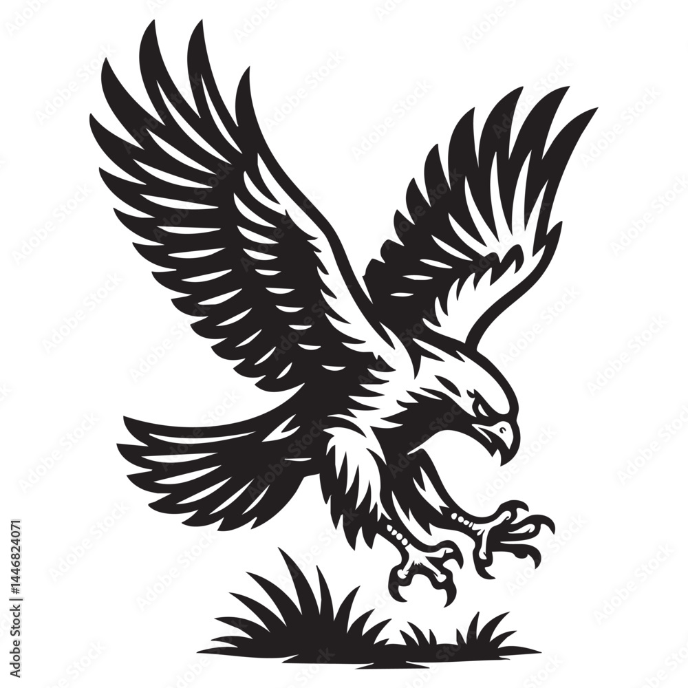 Fototapeta premium Eagle soaring with wings spread wide vector illustration