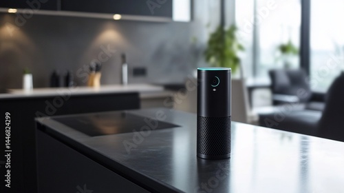 Smart Home Assistant on Modern Kitchen Countertop