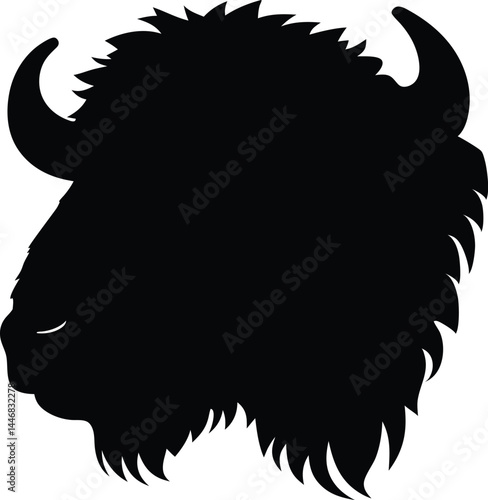 bison head silhouette vector illustration,  bull head clipart