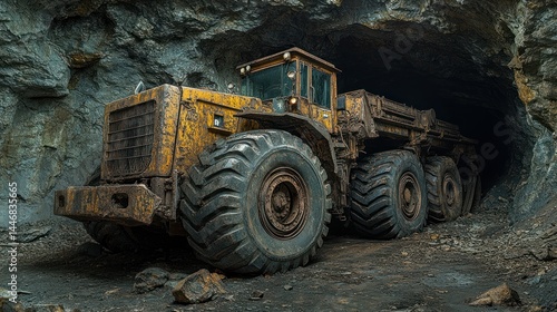 Mining truck inside a tunnel