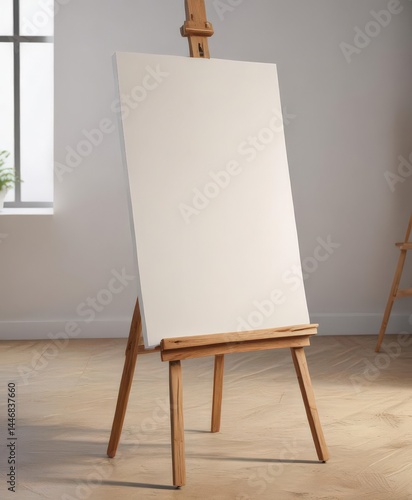 Wallpaper Mural Wooden easel legs and sturdy base support a large blank canvas ,  wooden,  art,  rustic Torontodigital.ca