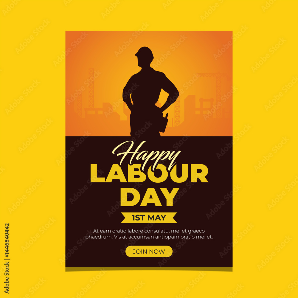 Obraz premium Happy labour day International 2025 poster design vector