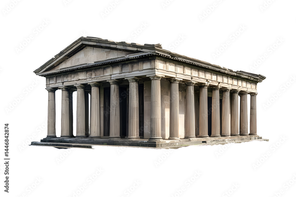 Obraz premium Classic Stone Temple Illustration, Isolated Transparent Background