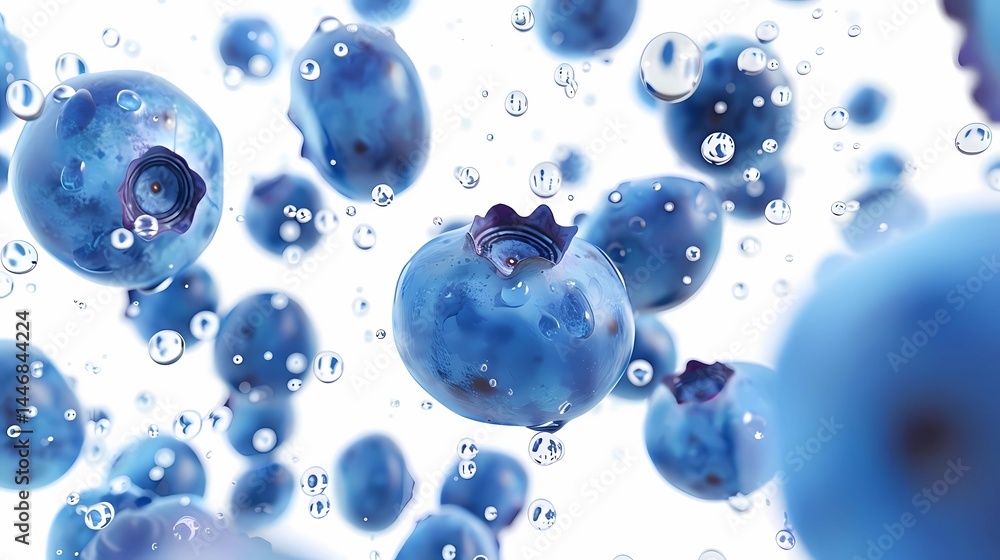 Obraz premium A 3d blueberry background, isolate on white background, Generative AI illustrations.