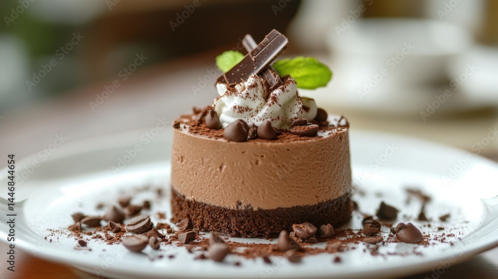 An elegant mocha mousse that combines rich chocolate and coffee, creating a sumptuous dessert experience. An elegant mocha mousse that combines rich chocolate and coffee, creating a sumptuous dessert experience.