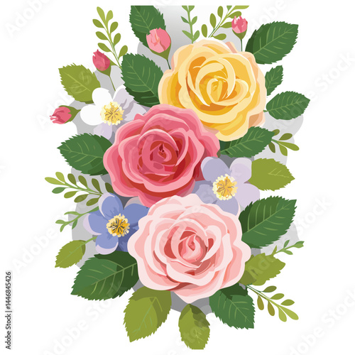 Elegant Roses Illustration – Hand-Drawn Floral Art for Wall Decor, Stationery & Design Projects