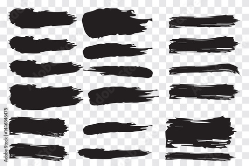 Brush Icon. Set of vector paint brush stroke, ink splatter and artistic design elements. Dirty watercolor texture, box, frame, grunge background, splash or creative shape for social media.
