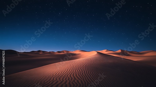 Vast desert dunes under a starlit night sky.