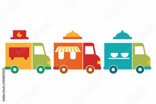 set of Food Truck icon silhouette vector illustration