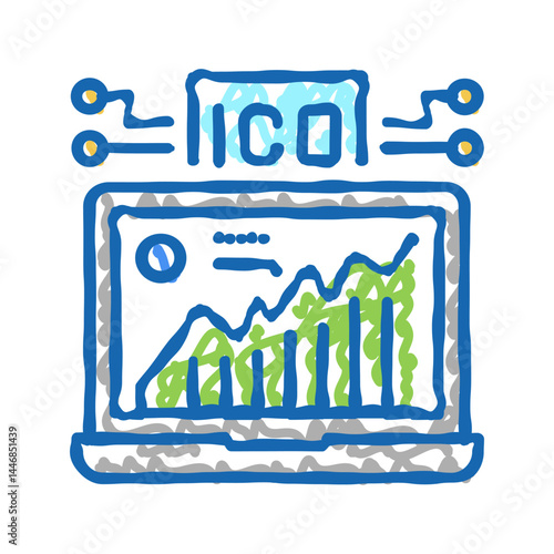 initial coin offering ico icon doodle illustration