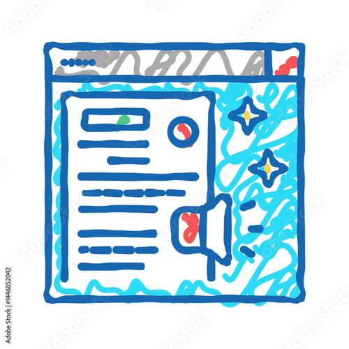 distributing press release icon doodle illustration