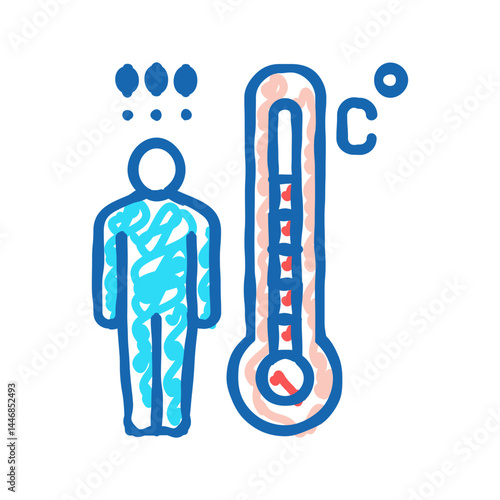patient high temperature icon doodle illustration