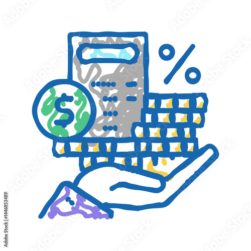 dividends money icon doodle illustration