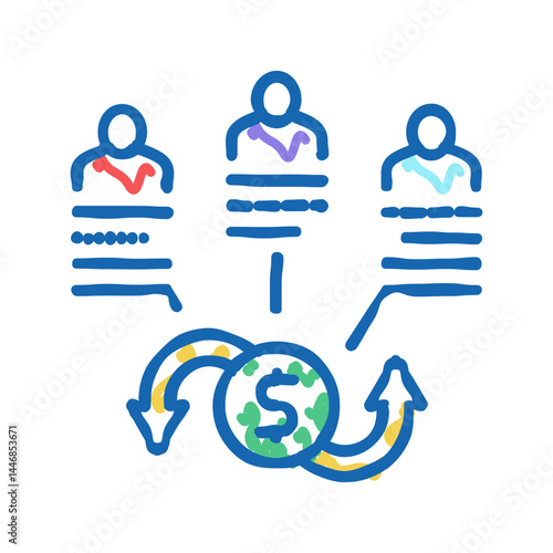 shareholders company share and business icon doodle illustration