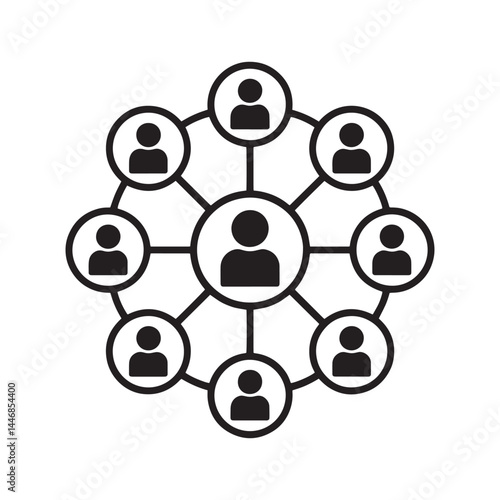 Social Network Icon, People Connection Symbol for Collaboration