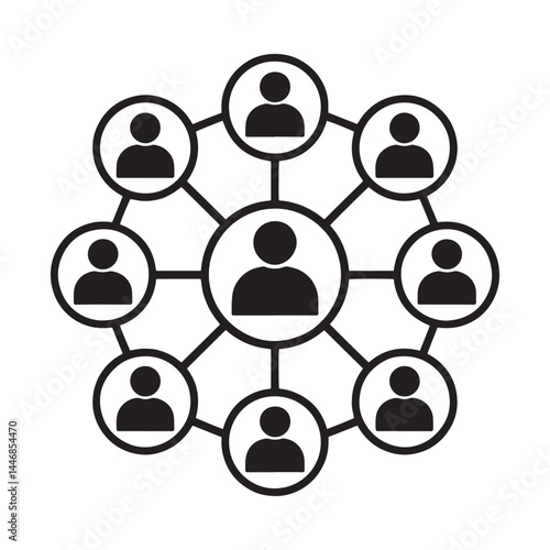 Social Network Icon, People Connection Symbol for Collaboration
