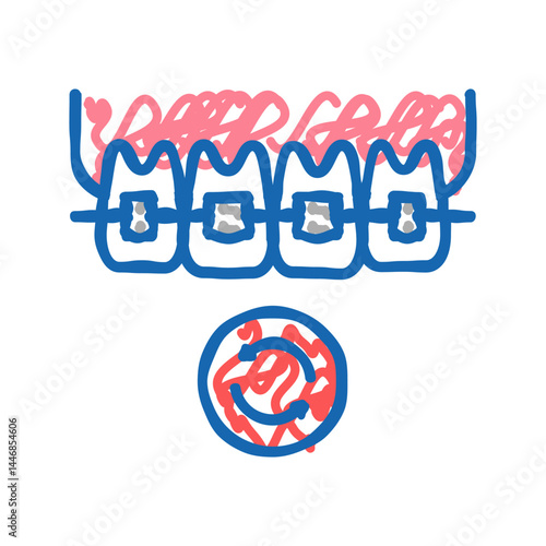 lingual tooth braces icon doodle illustration