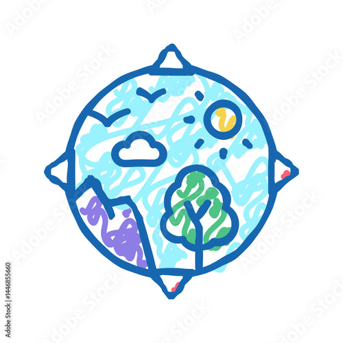 biosphere ecosystem icon doodle illustration