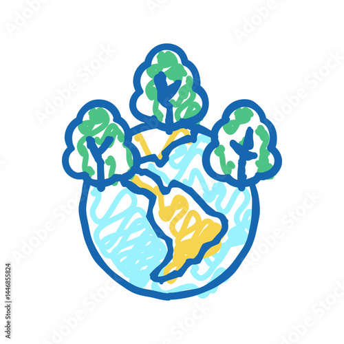 safe forest and ecosystem icon doodle illustration