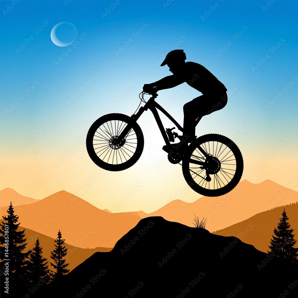 Obraz premium mountain bike silhouette