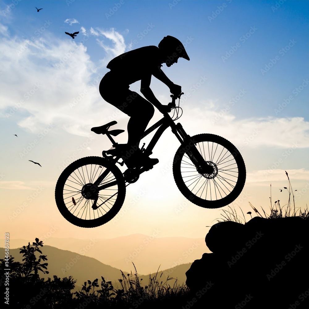 Obraz premium silhouette of a man riding a bicycle