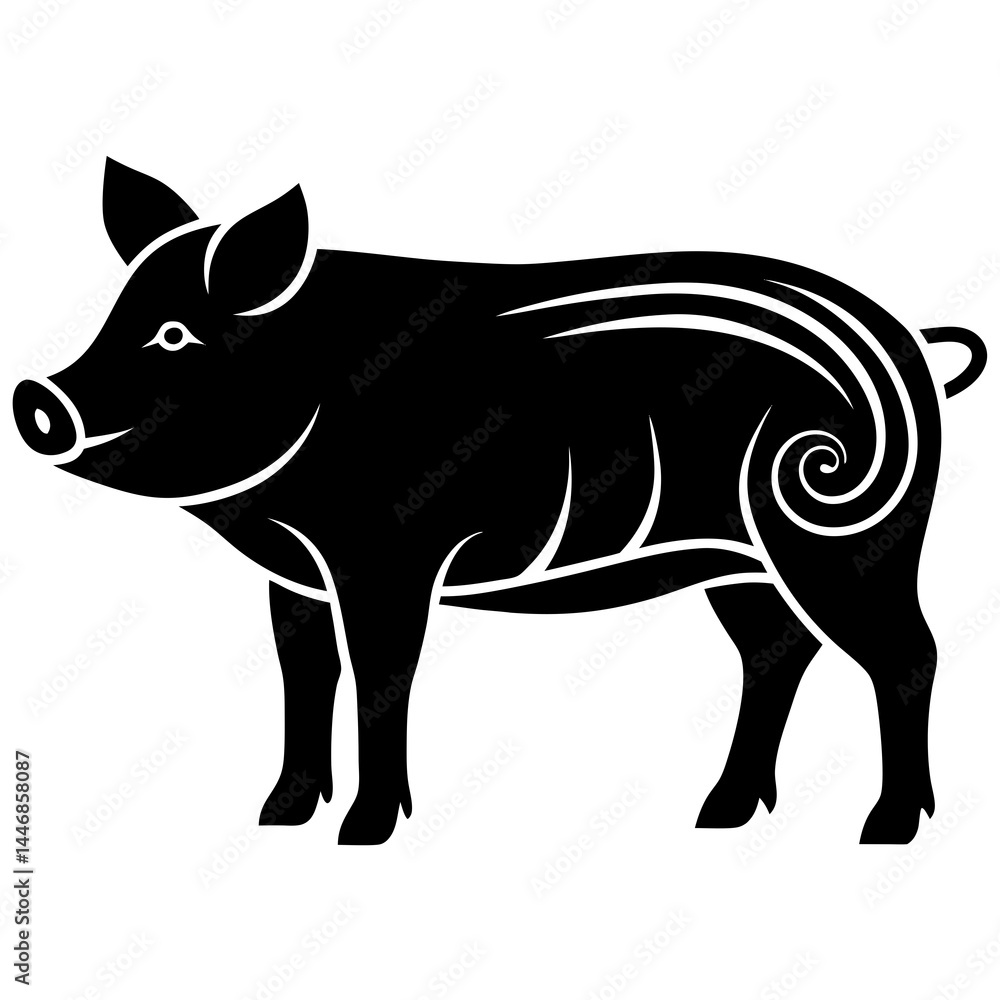 Fototapeta premium Pig silhouette vector illustration