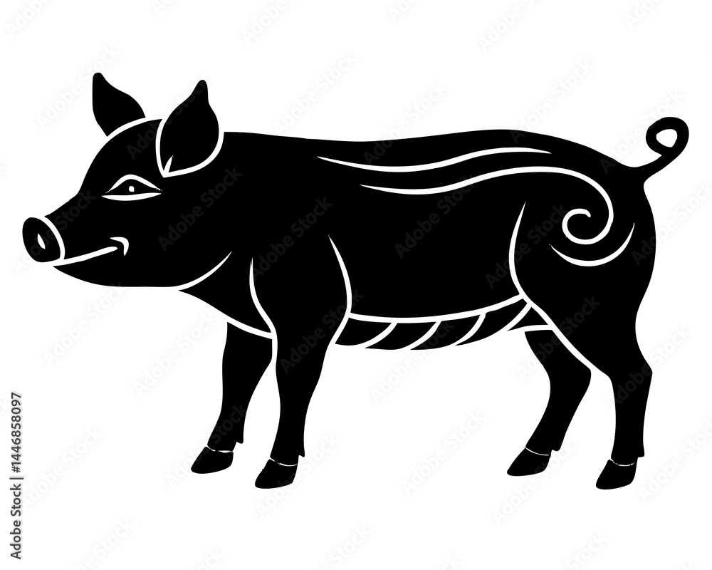 Fototapeta premium Pig silhouette vector illustration