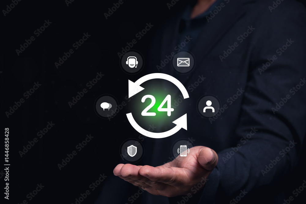 Fototapeta premium 24/7 customer support system business digital interaction modern focus on technology and communication