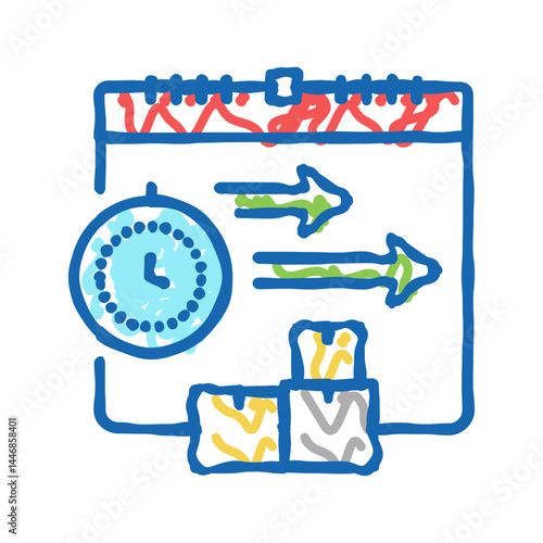 time delivery procurement icon doodle illustration