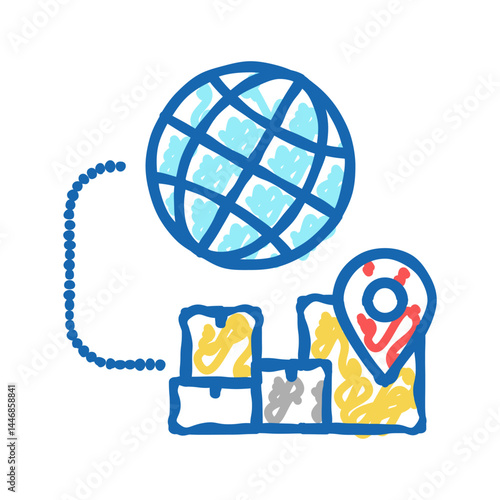 logistics international icon doodle illustration