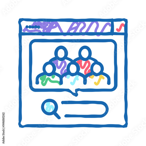 analytics of people requests in internet icon doodle illustration