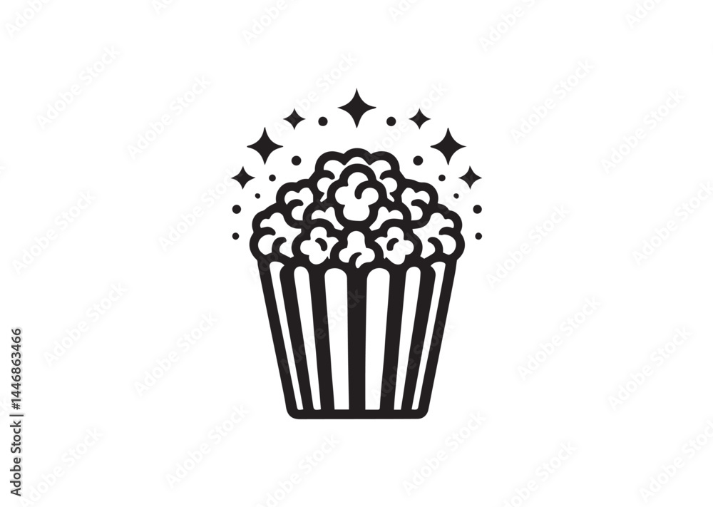 Popcorn silhouette Vector isolated on white background flat vector illustration Popcorn silhouette Vector isolated on white background flat vector illustration