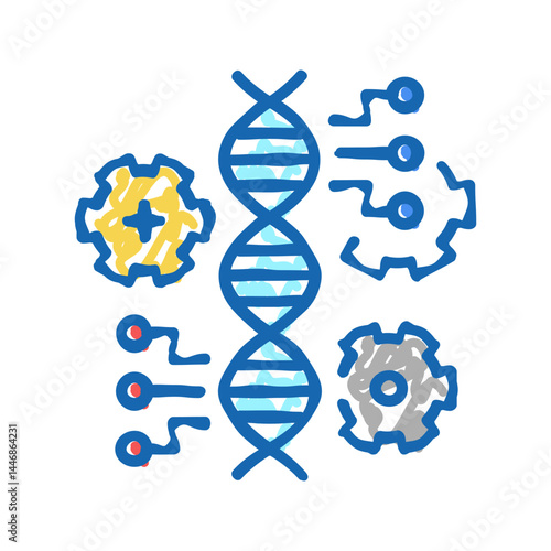 molecule genetic characteristics icon doodle illustration