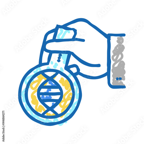 laboratory researching genetic molecule icon doodle illustration