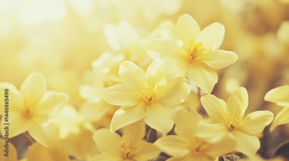 Fototapeta premium Soft focus on vibrant yellow flowers in the light of a sunny day
