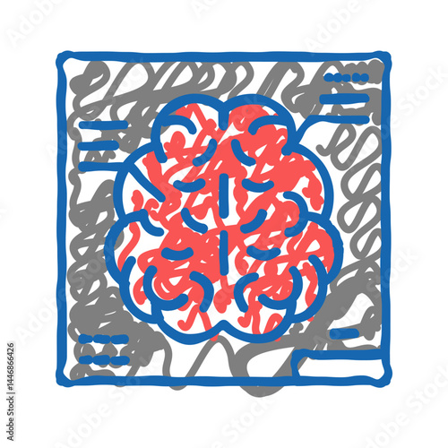 brain radiology researching icon doodle illustration