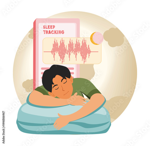 Sleep tracking. Tracking biorhythms with mobile app health tracker.