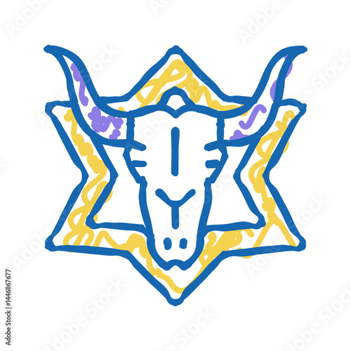 skull astrological icon doodle illustration