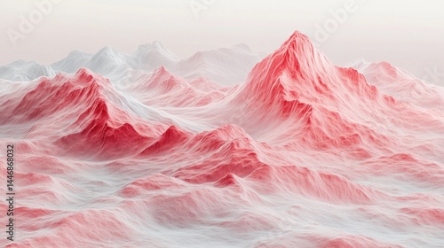 Wallpaper Mural Abstract landscape of rosy peaks and white valleys. Torontodigital.ca