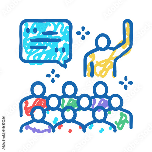 member forum answering on question icon doodle illustration