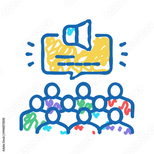 public hearing on forum icon doodle illustration