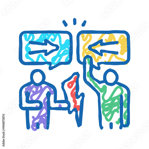 disputes on forum icon doodle illustration