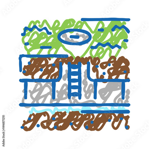 sewerage communication land icon doodle illustration