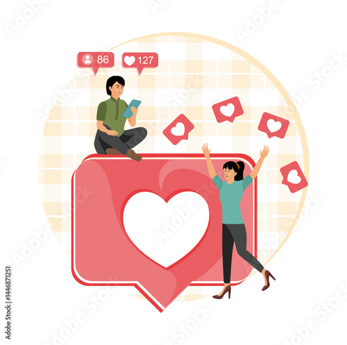  Likes addiction. Gadget or social media network internet addict concept.