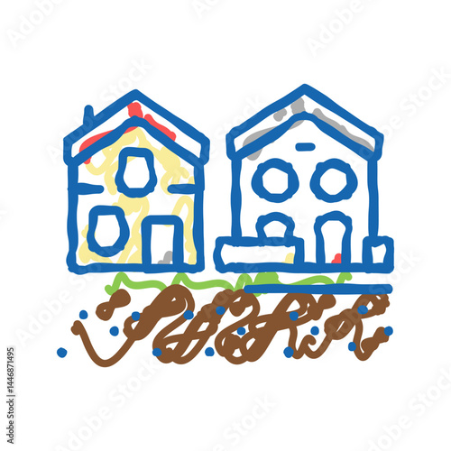 residential estate zone land icon doodle illustration