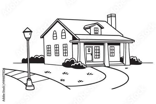 Beautiful Classic House Illustration for Home Design Inspiration , Real Estate and Architecture Tips, DIY Exterior Decor Ideas.