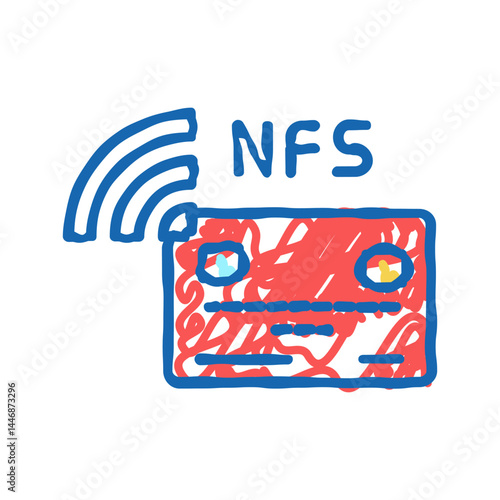 contactless nfc system card icon doodle illustration