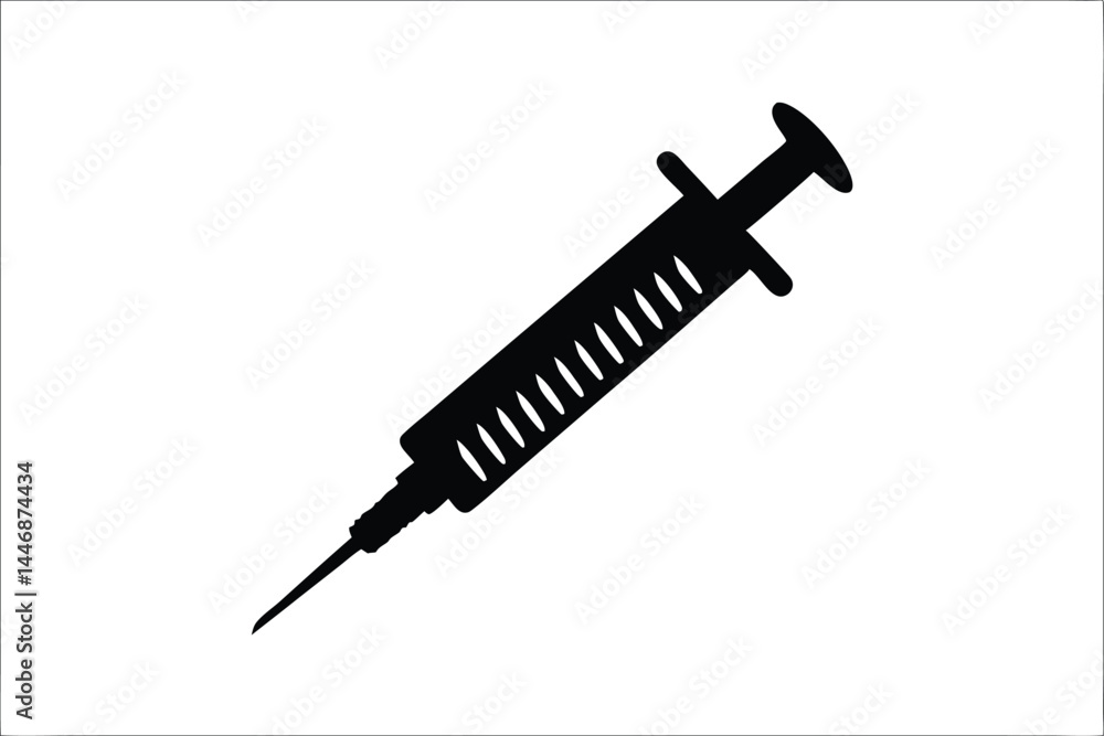 Syringe silhouette vector, Syringe black symbol, injection clipart Syringe silhouette vector, Syringe black symbol, injection clipart