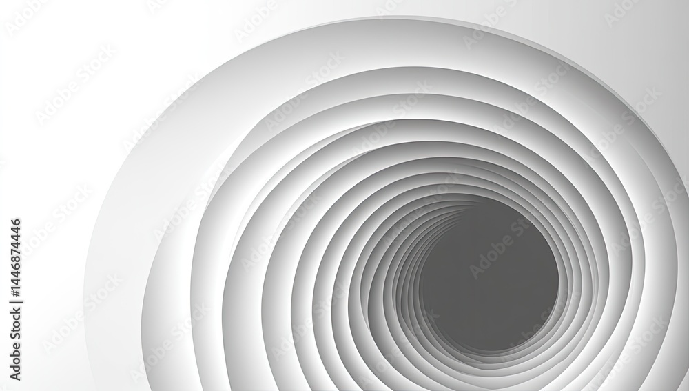 Fototapeta premium Abstract grayscale concentric circles forming a tunnel